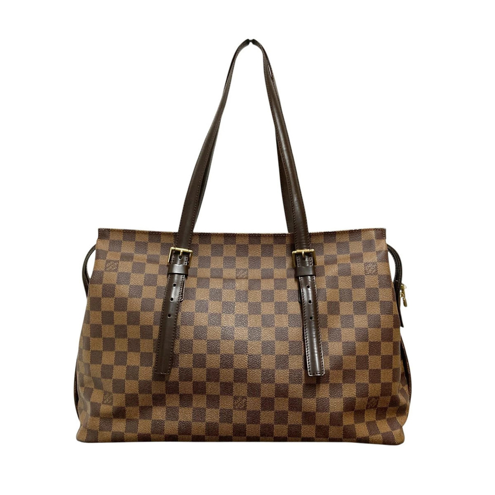 Louis Vuitton Chelsea Damier Tote Bag Canvas Leather Brown